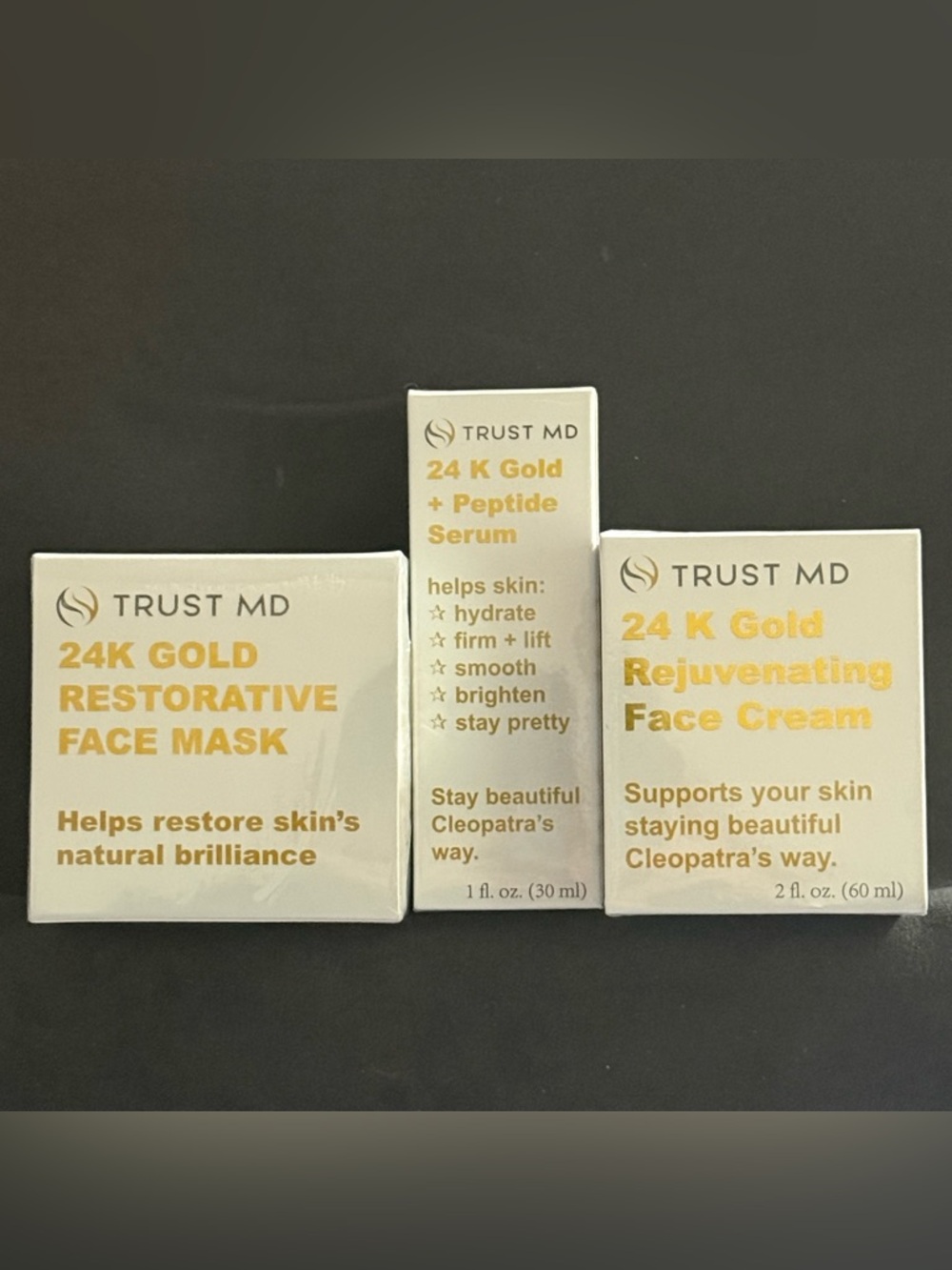 TRUST MD 24K Gold Face Cream, Face Mask & Peptide Serum Skincare Set